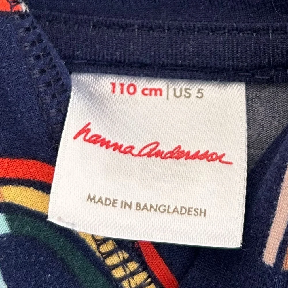 Hanna Andersson Sunblock UV Hoodie Dress Retro Rainbows Navy Sz 5